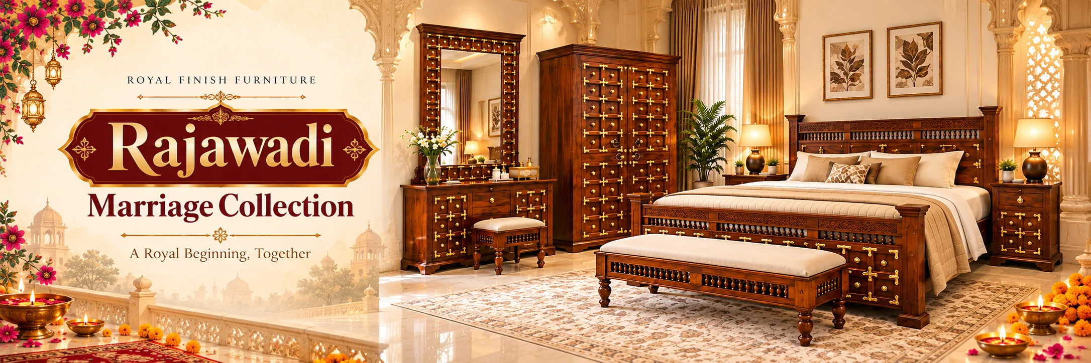 Rajawadi Marriage Collection — A Royal Beginning, Together. Royal Finish Furniture