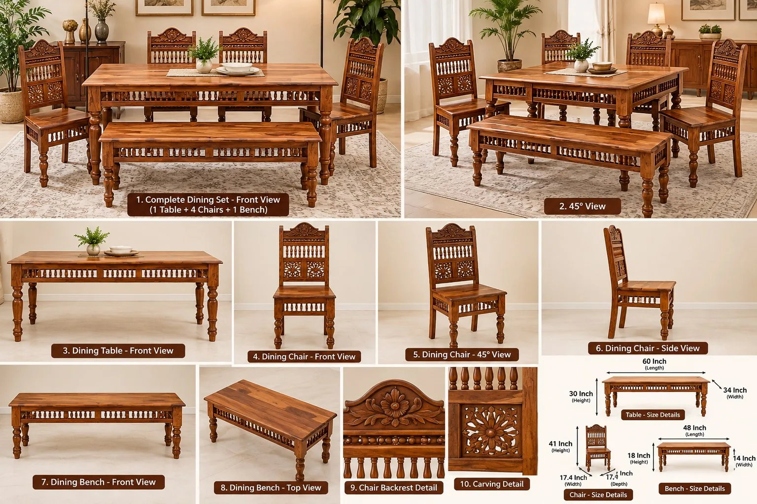 Dining set — multi-angle reference sheet