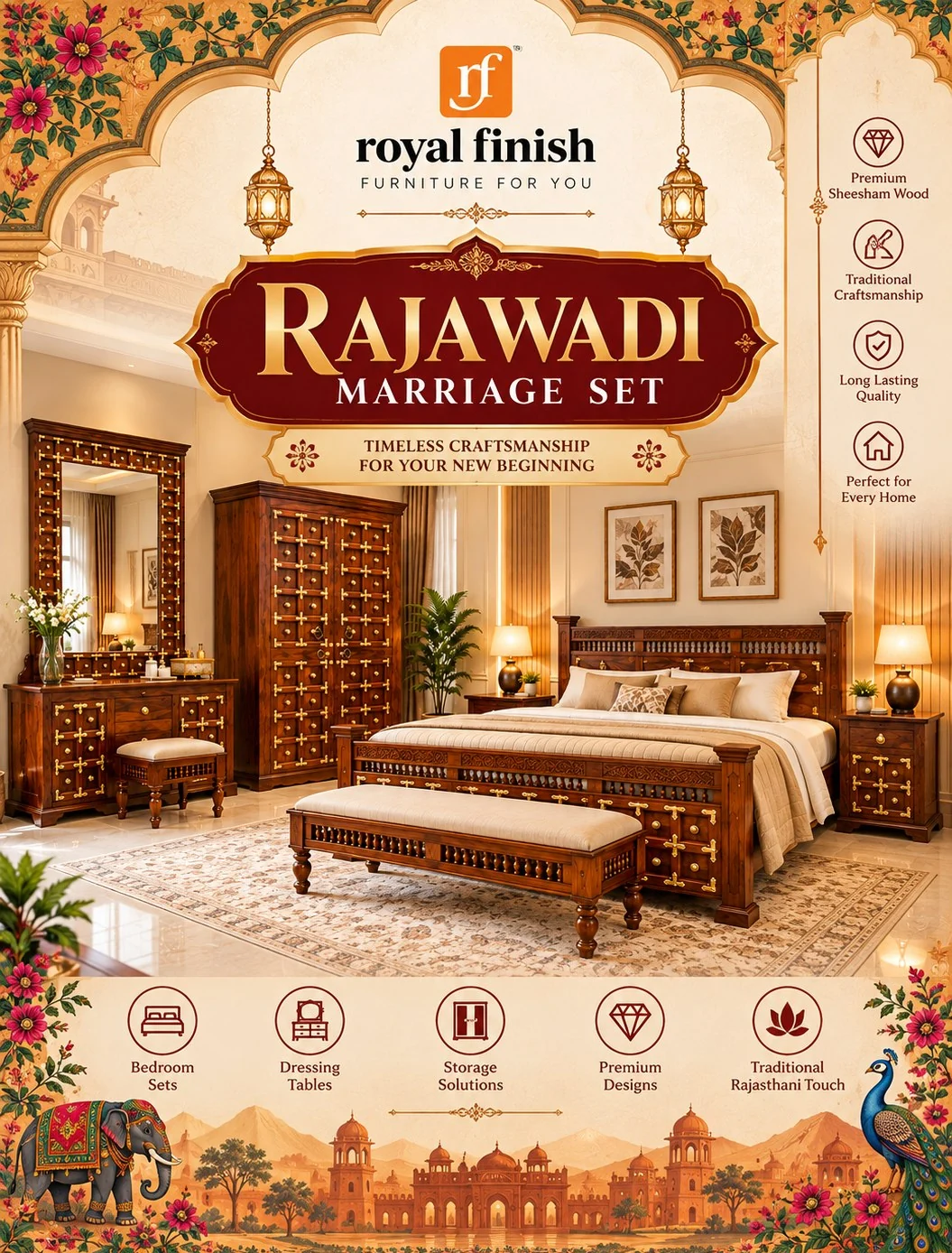 Rajawadi Marriage Set catalogue page — Bedroom overview