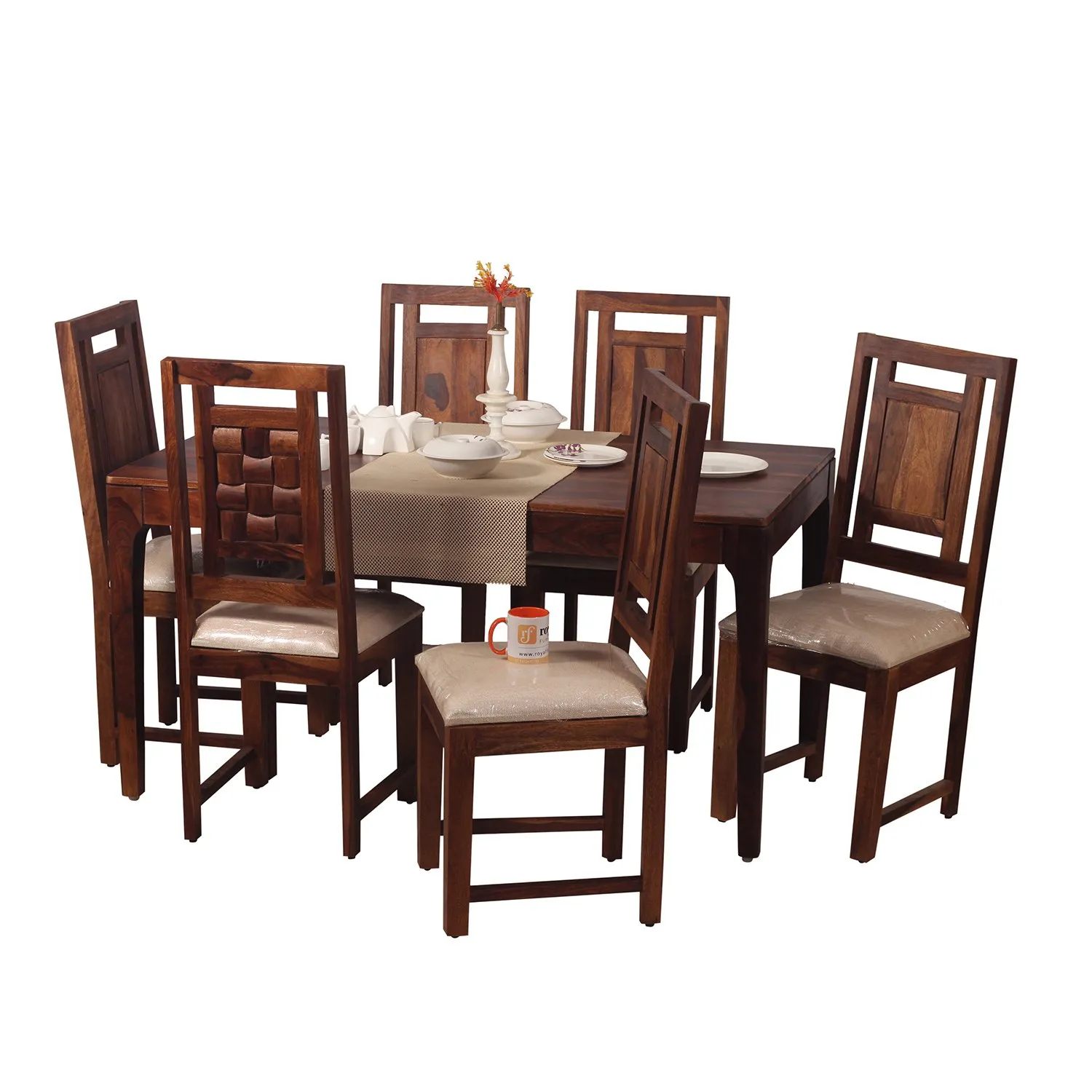 Royal Finish CuisineCraft Nivora 6 Chair Dining Set in Natural Colour sheesham dining table image 3