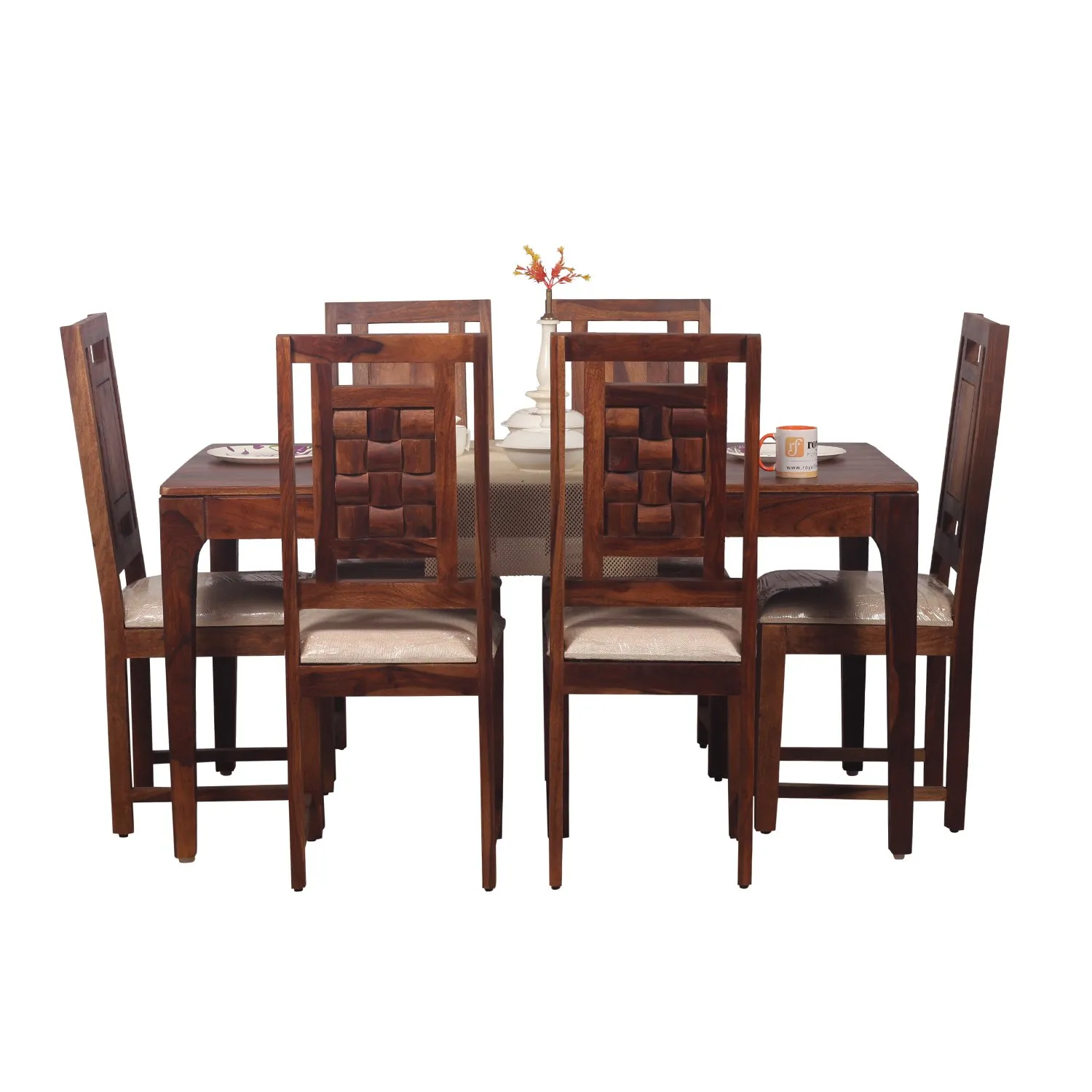 Royal Finish CuisineCraft Nivora 6 Chair Dining Set in Natural Colour sheesham dining table image 5