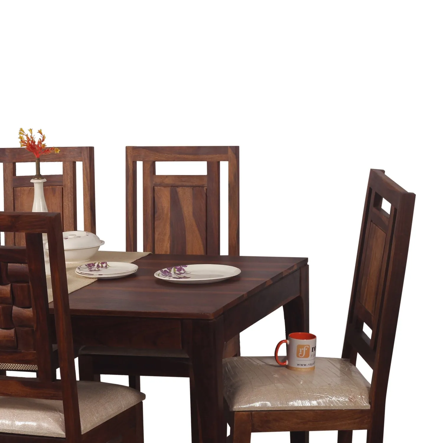Royal Finish CuisineCraft Nivora 6 Chair Dining Set in Natural Colour sheesham dining table image 8