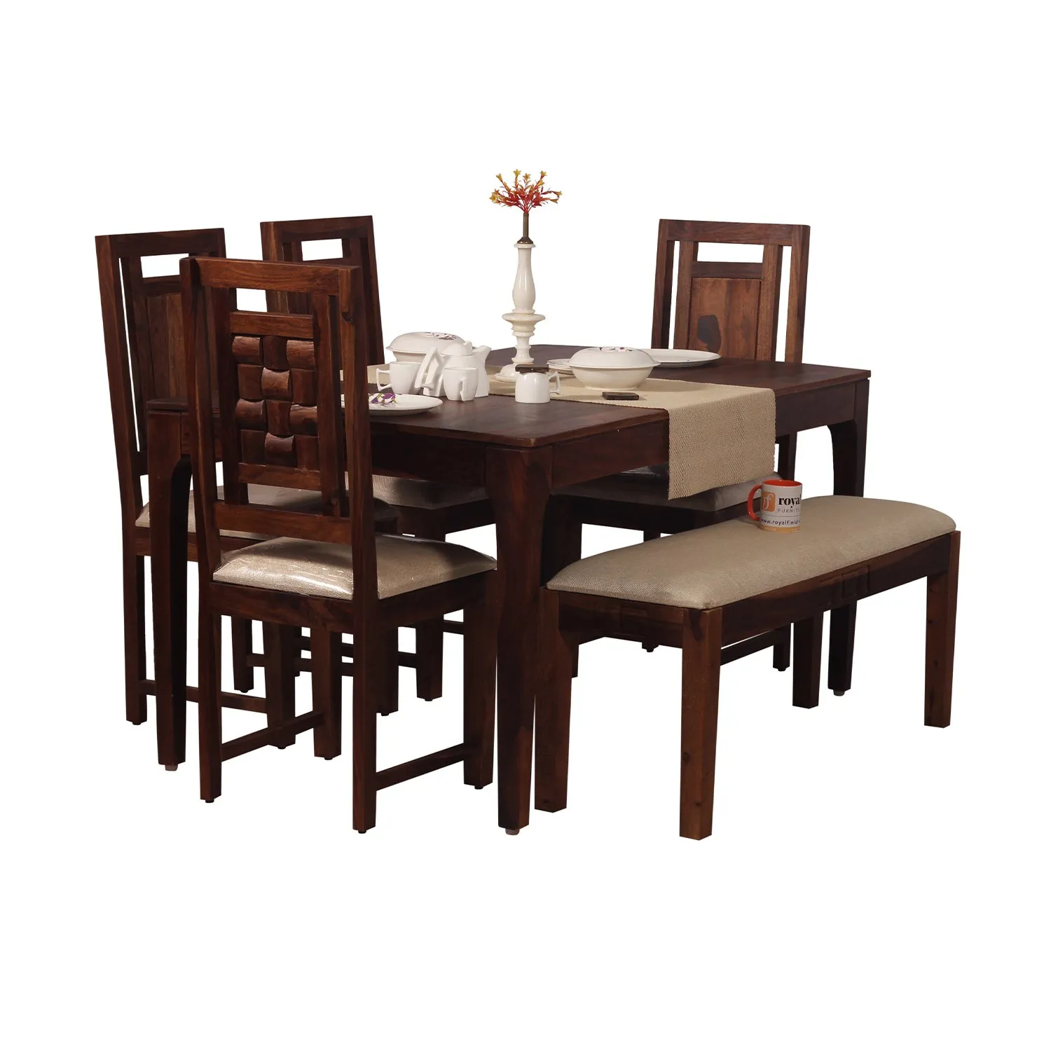 Royal Finish CuisineCraft Nivora 4 Chair & 1 Bench Dining Set in Natural