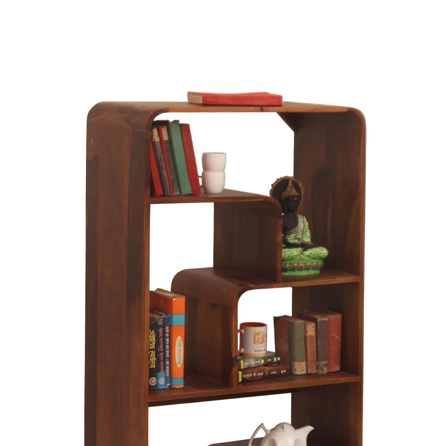 Royal Finish Modern 8 Shelf Solid Wood Bookshelf in Sheesham, Natural Colour solid wood bookshelf image 9
