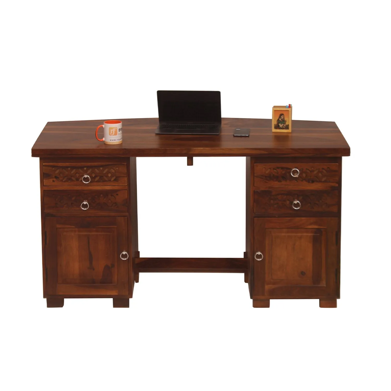 Royal Finish Carvo Workstation In Sheesham Wood With Natural Colour sheesham wood furniture image 7