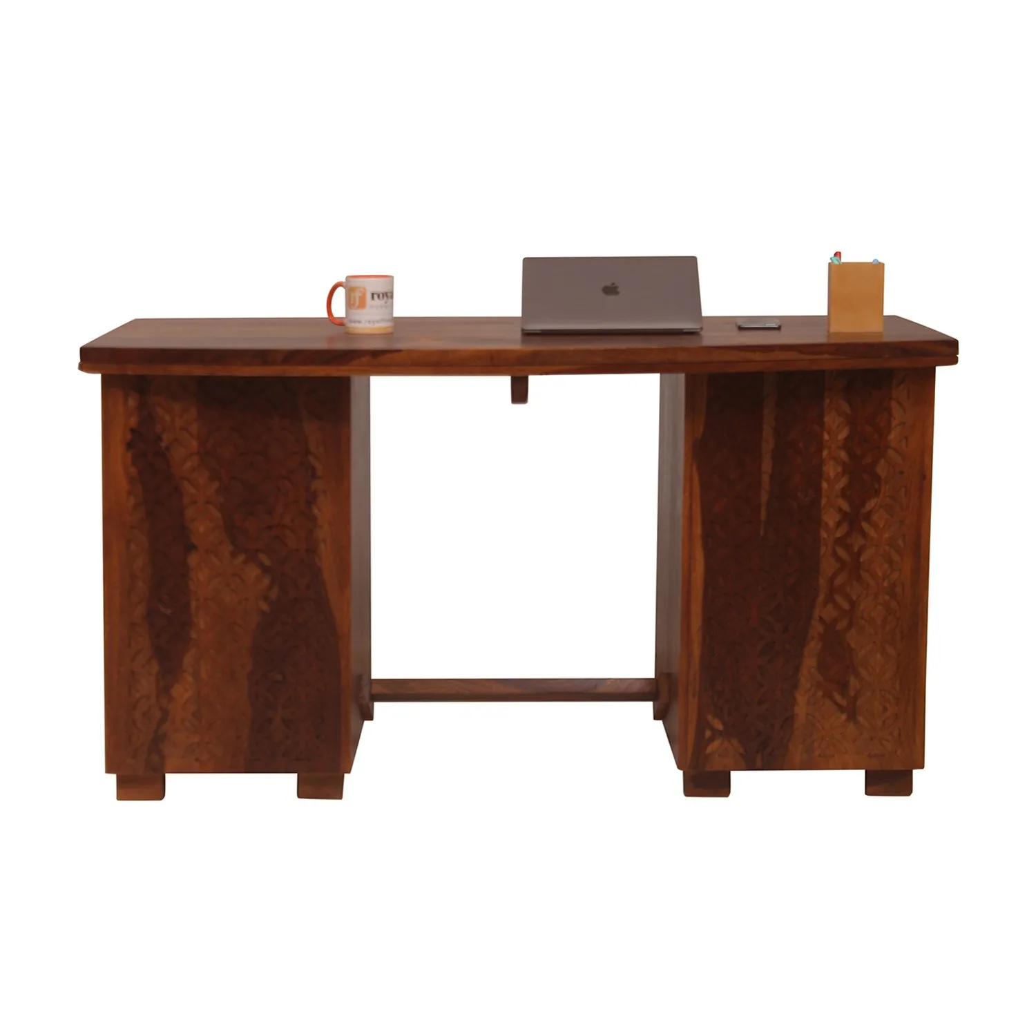 Royal Finish Carvo Workstation In Sheesham Wood With Natural Colour sheesham wood furniture image 10