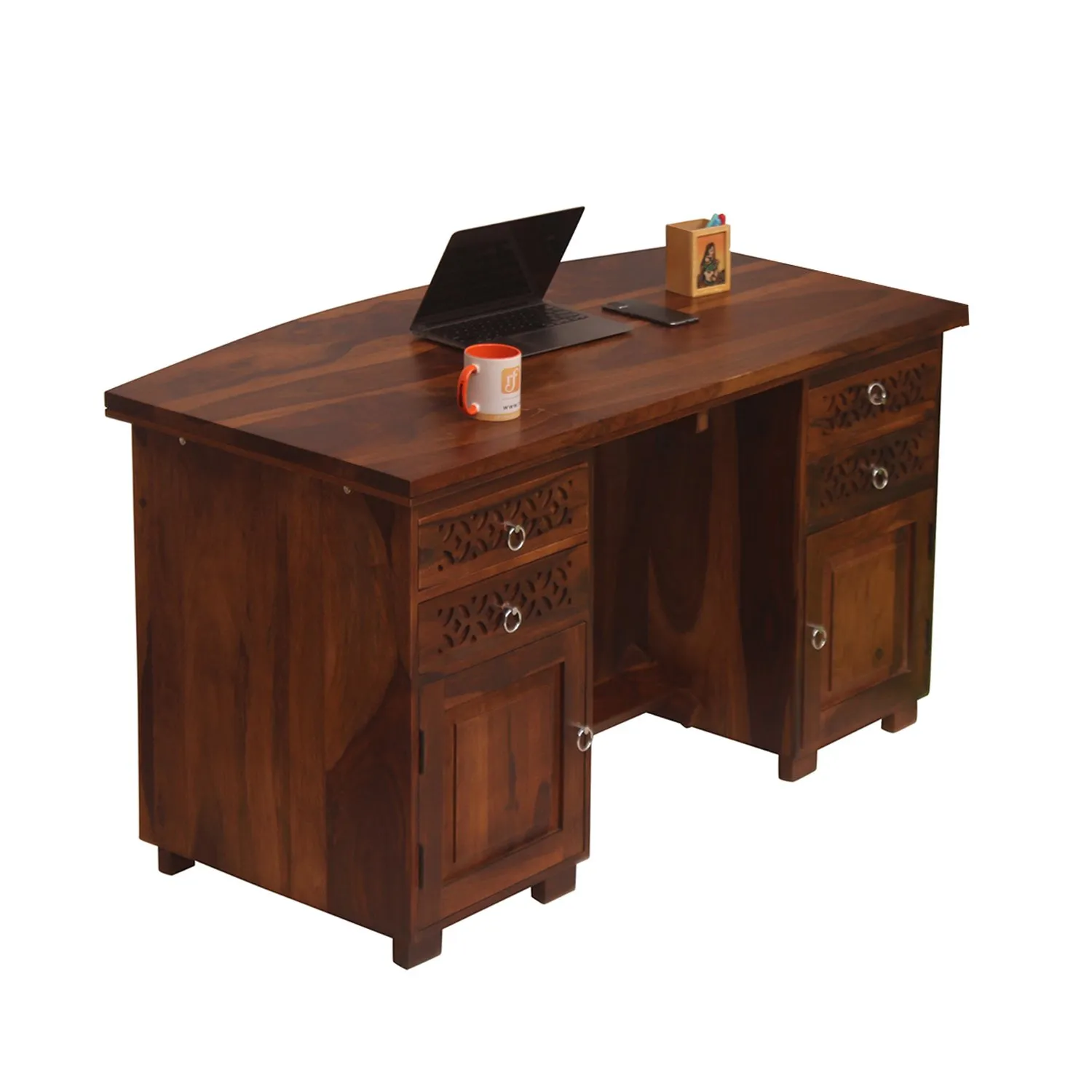 Royal Finish Carvo Workstation In Sheesham Wood With Natural Colour sheesham wood furniture image 11