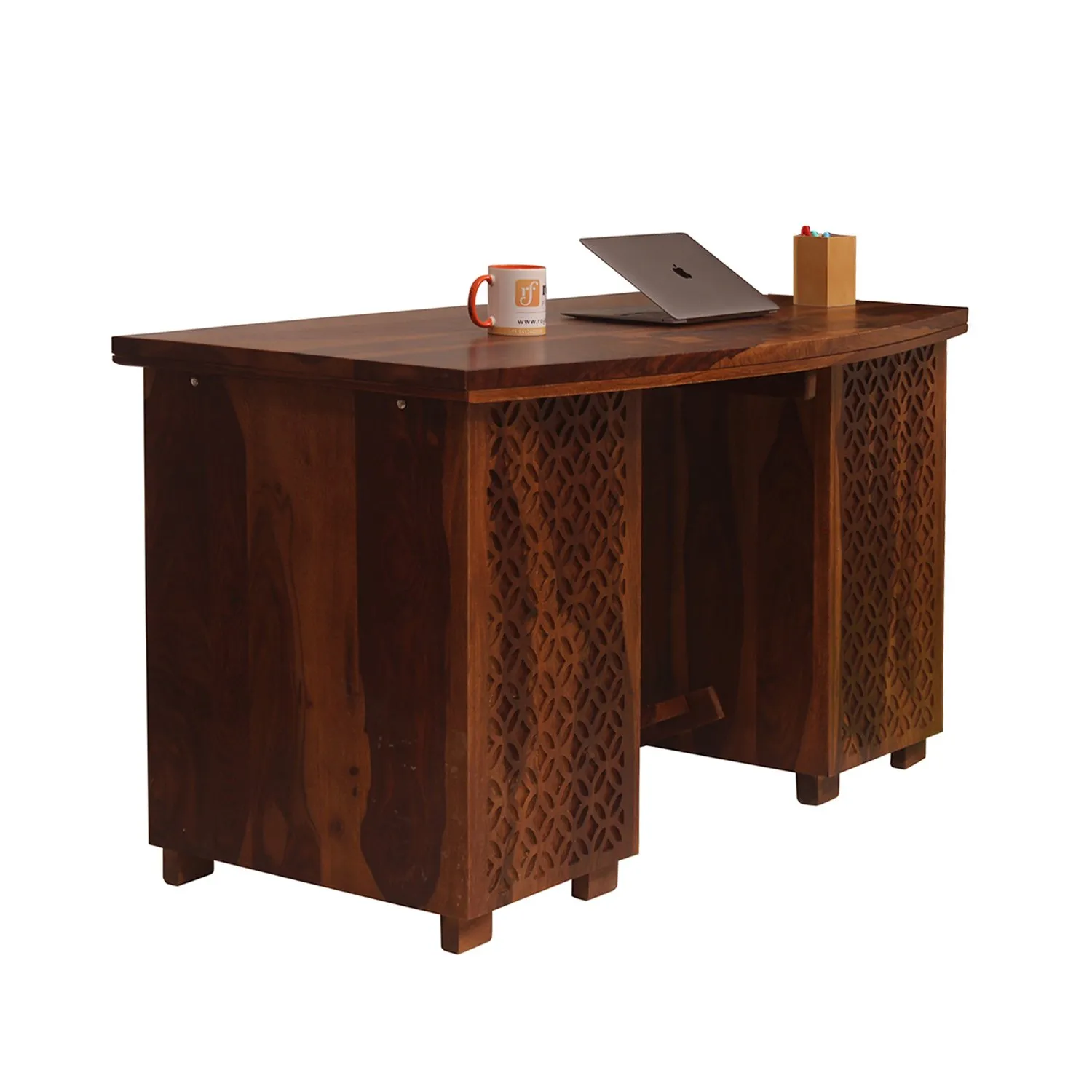 Royal Finish Carvo Workstation In Sheesham Wood With Natural Colour sheesham wood furniture image 12