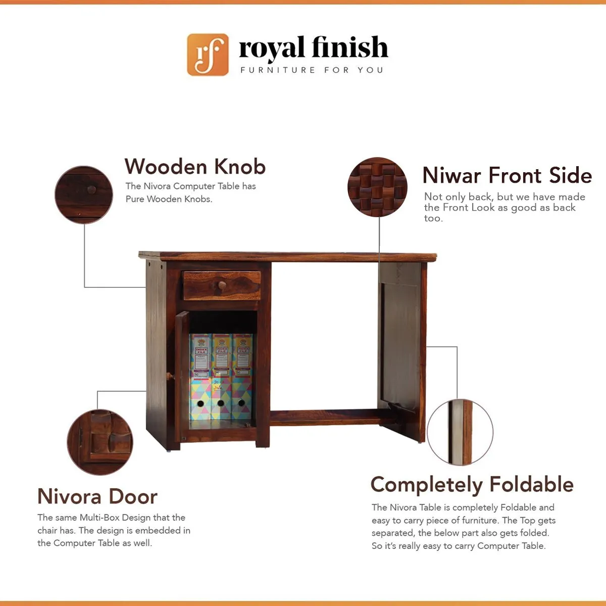 Royal Finish Nivora CT Cum Study Table & Chair in Sheesham Wood wooden study table image 2