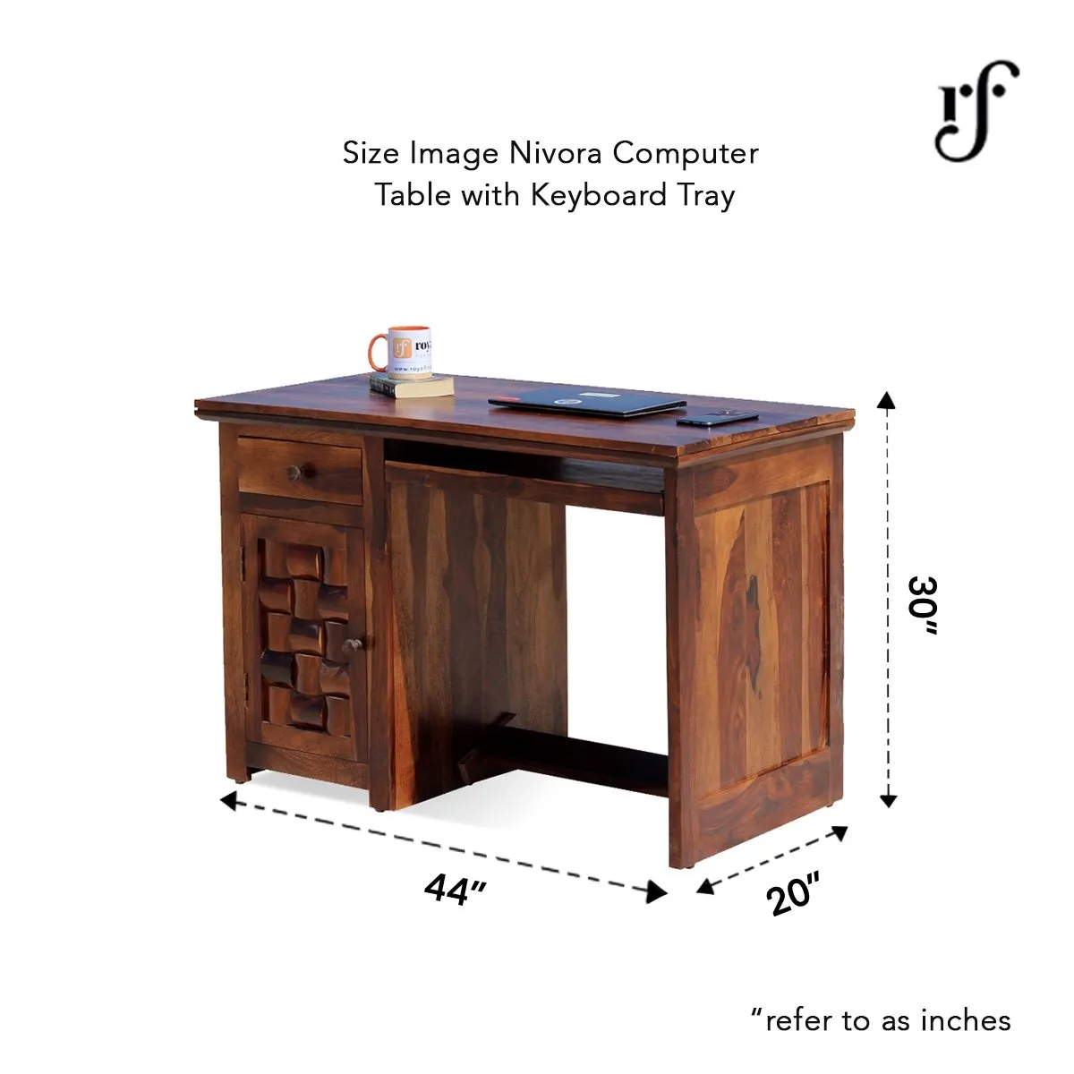 Royal Finish Nivora CT with Keyboard tray Study Table & Chair in Sheesham Wood wooden study table image 3
