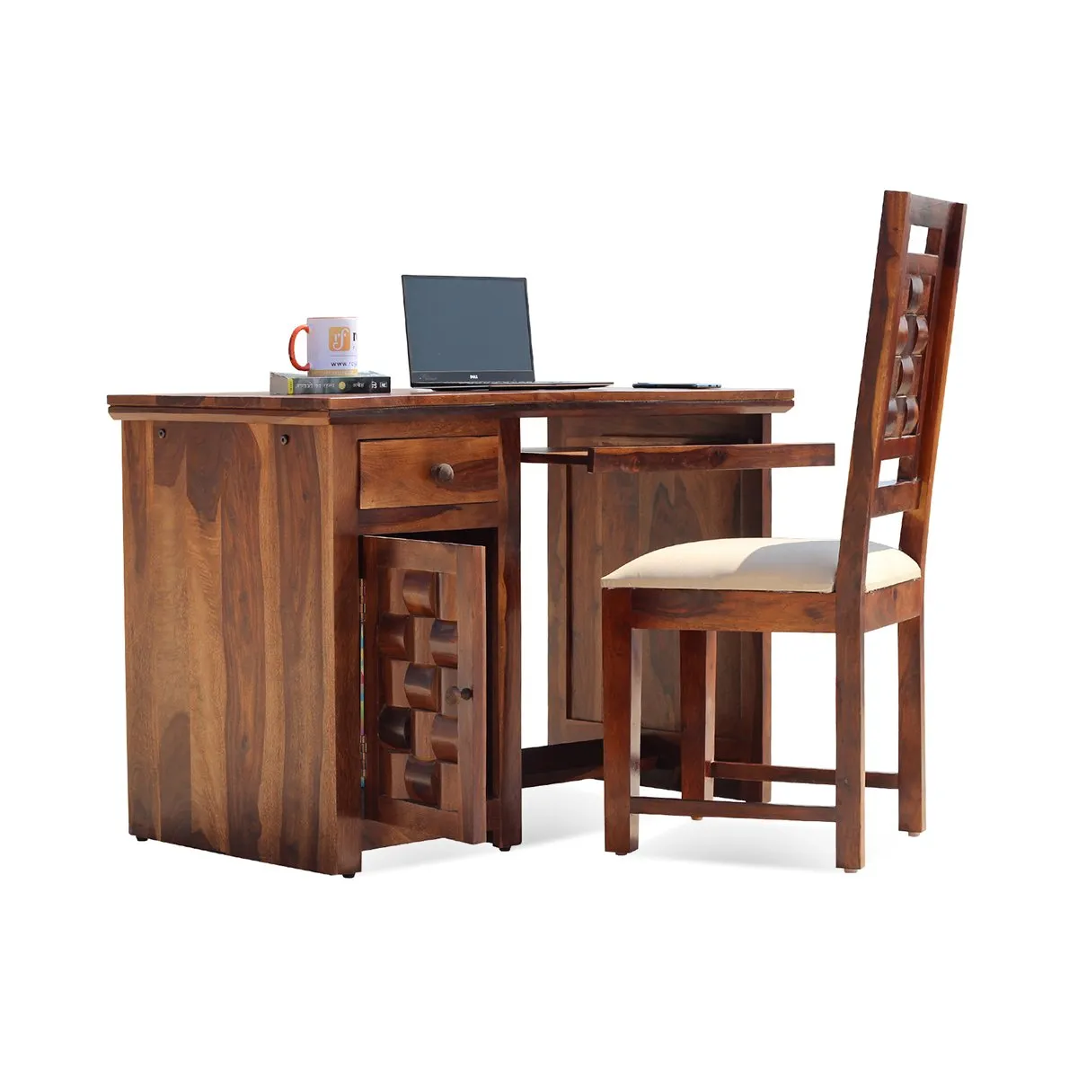 Royal Finish Nivora CT with Keyboard tray Study Table & Chair in Sheesham Wood wooden study table image 4