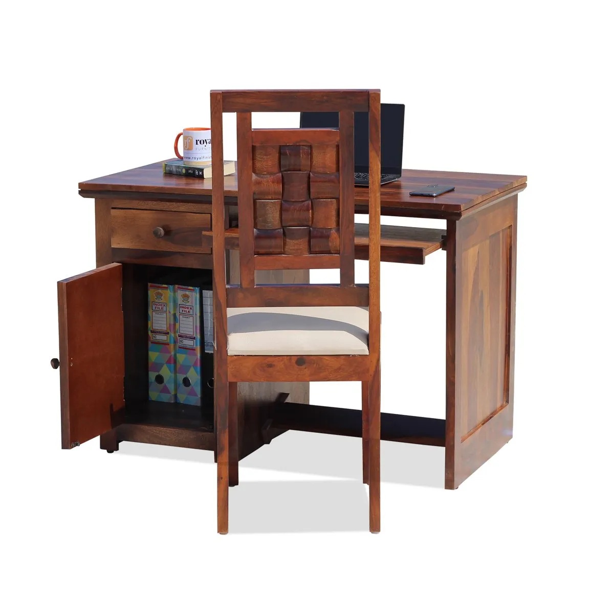 Royal Finish Nivora CT with Keyboard tray Study Table & Chair in Sheesham Wood wooden study table image 8