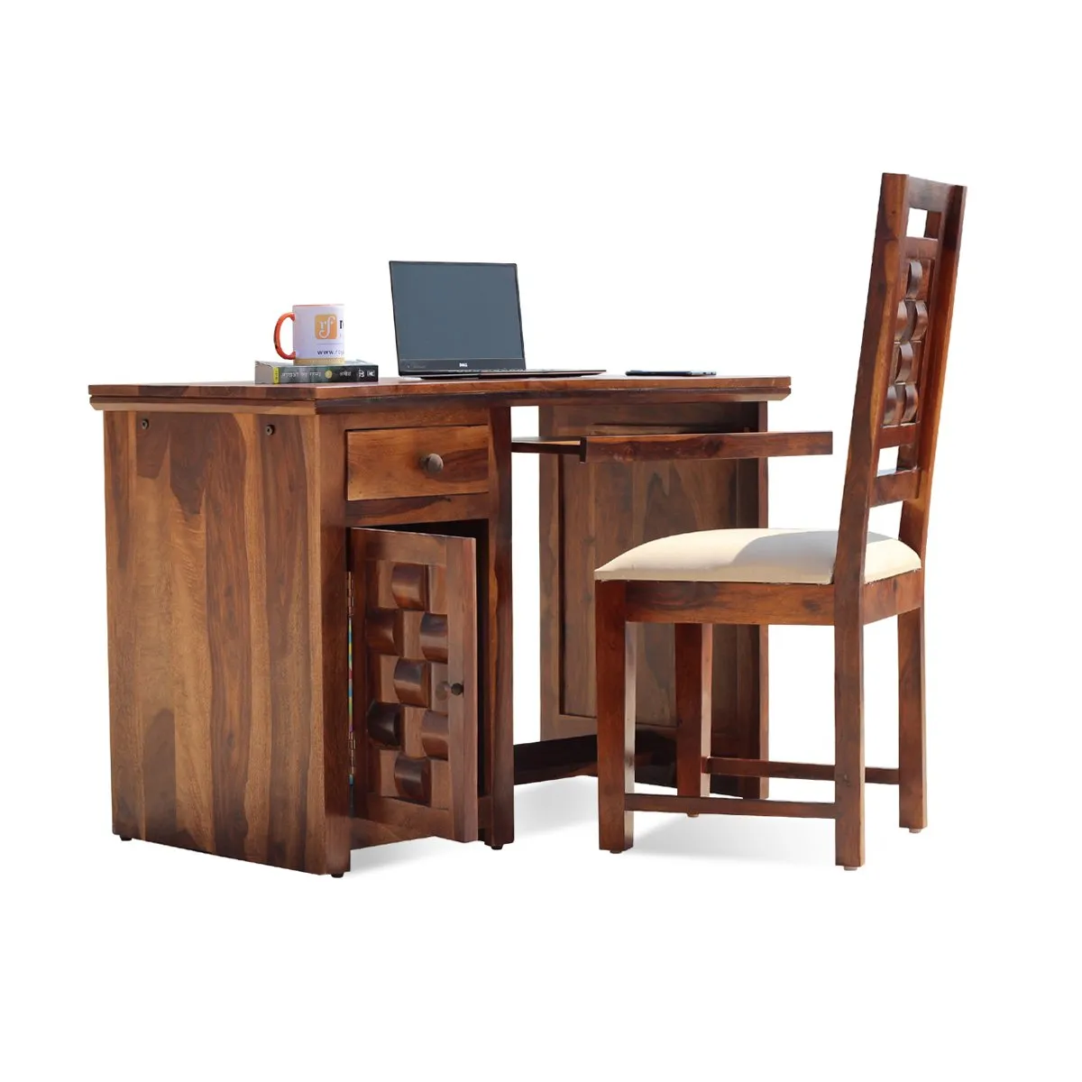 Royal Finish Nivora CT with Keyboard tray Study Table & Chair in Sheesham Wood wooden study table image 9