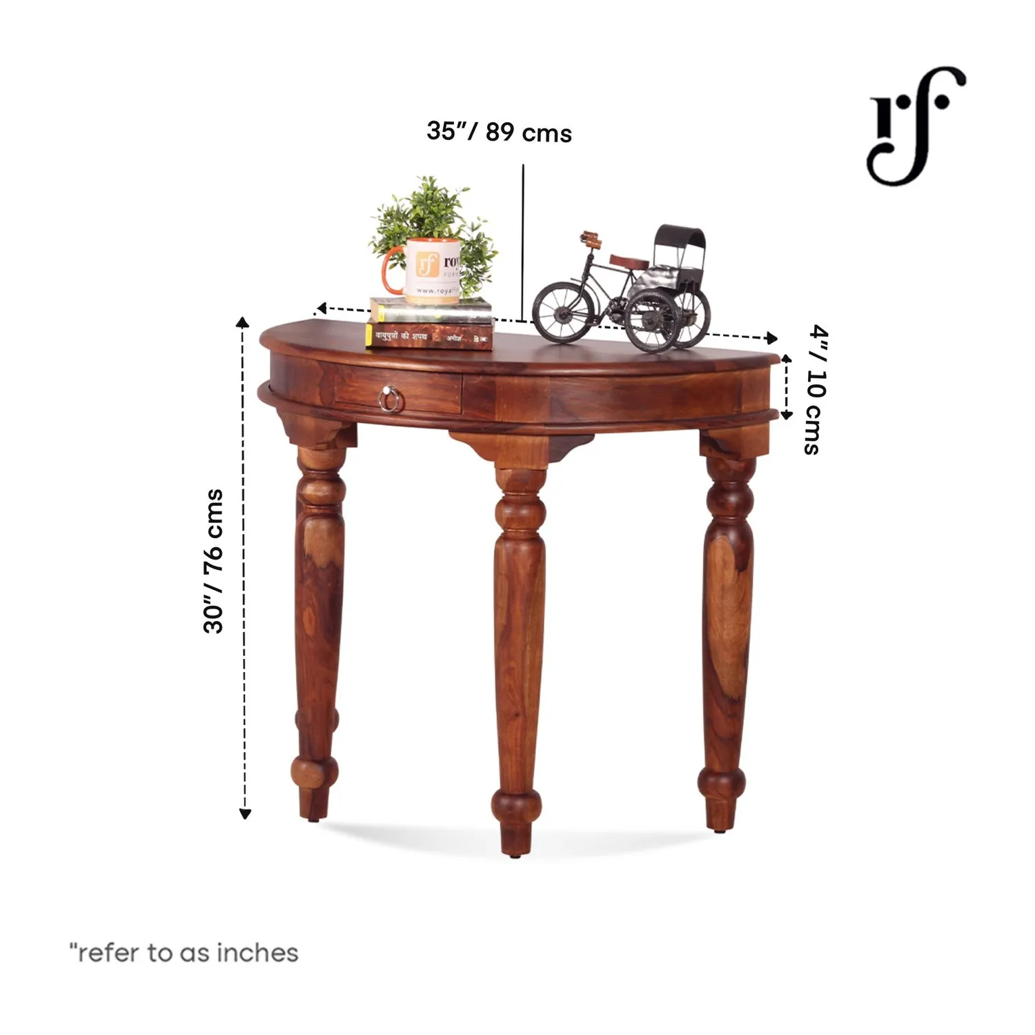 Royal Finish Crescent Console table in Natural Colour in Sheesham Wood sheesham wood furniture image 3