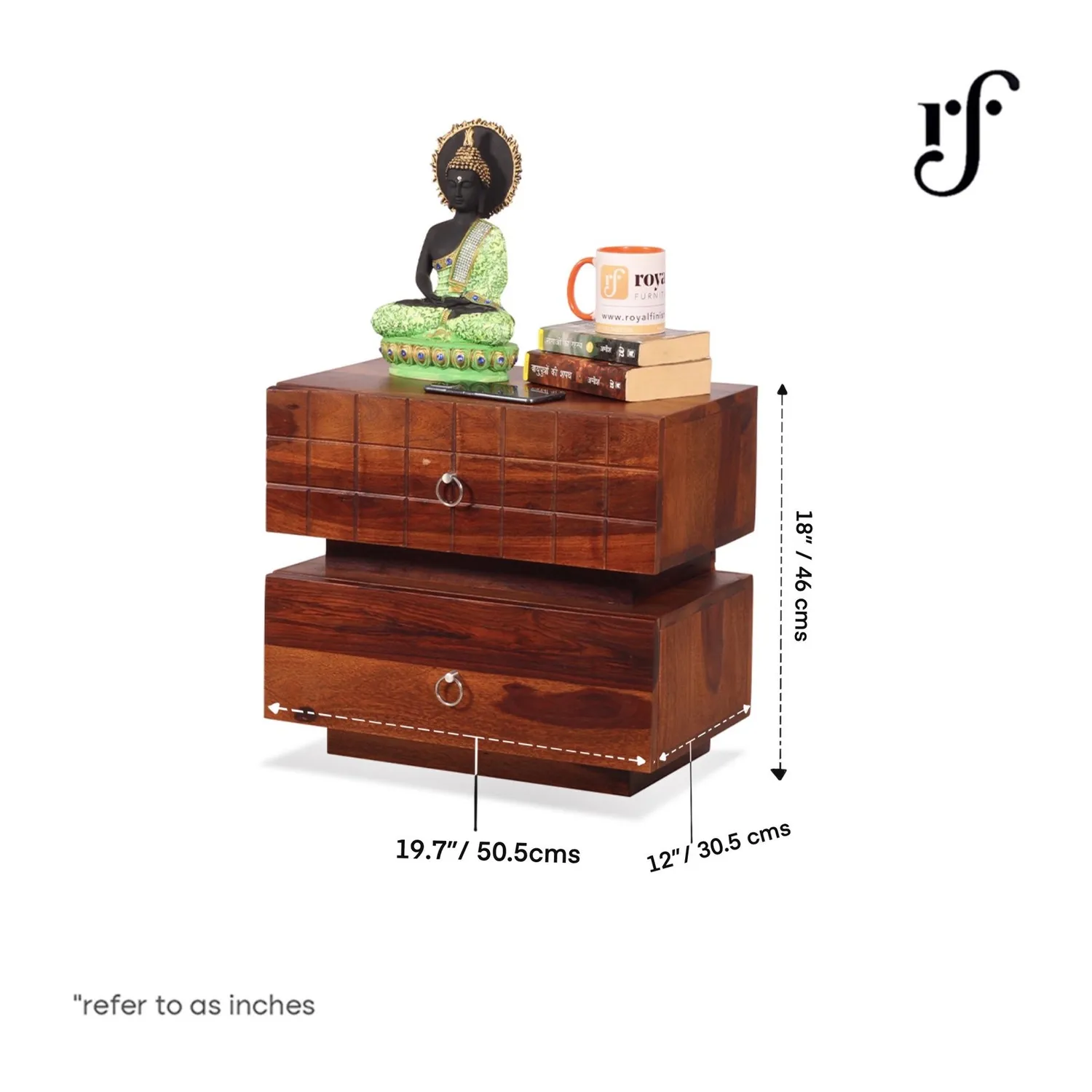Royal Finish Moderna Bedside Table In Furniture Sheesham Wood sheesham wood bed image 3