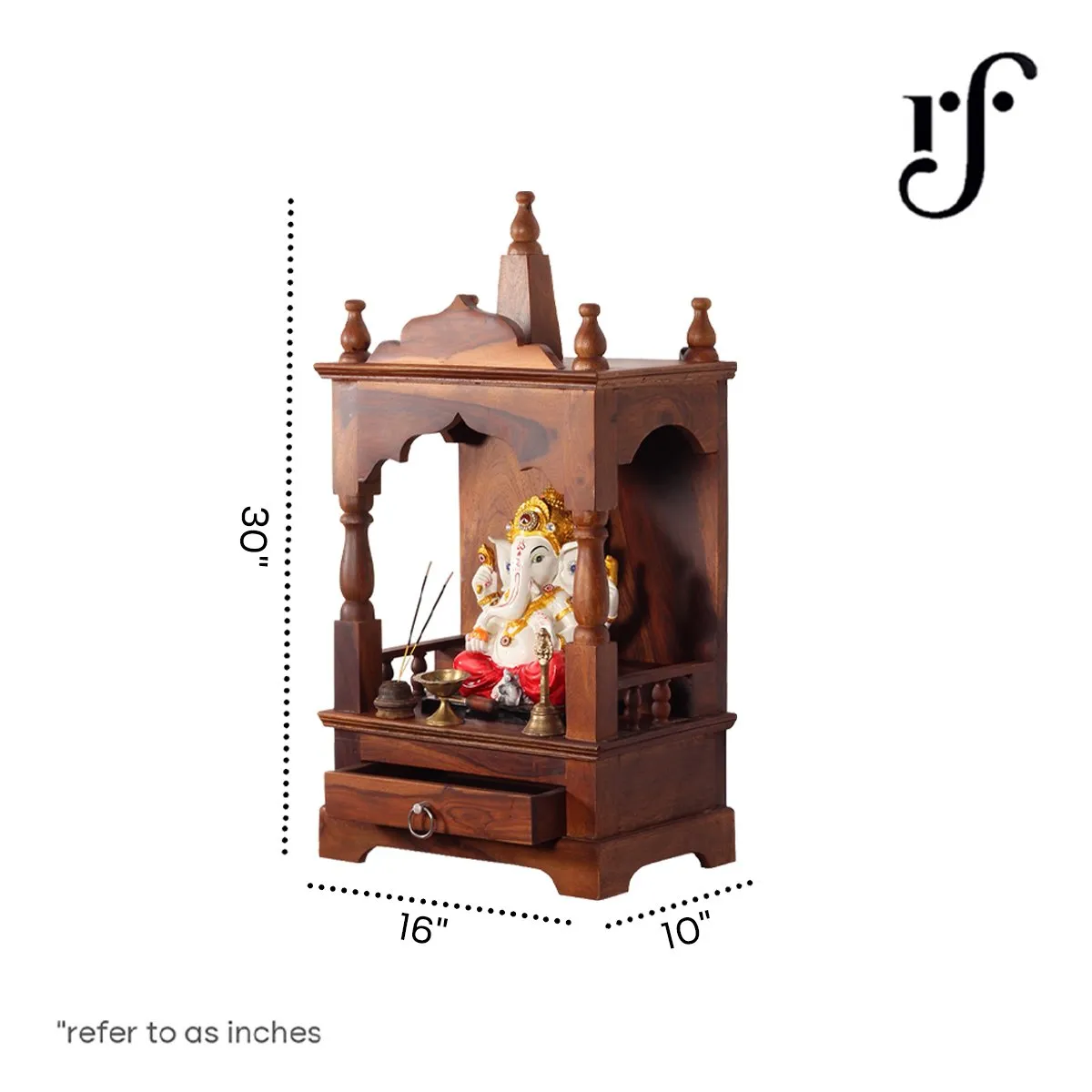 Royal Finish Savour Mini Temple without Door in Sheesham Wood with Matte Finish sheesham wood furniture image 3
