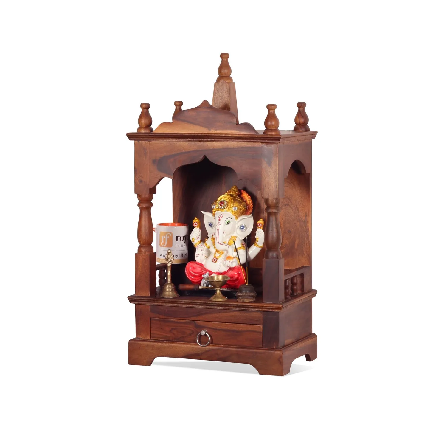 Royal Finish Savour Mini Temple without Door in Sheesham Wood with Matte Finish sheesham wood furniture image 8