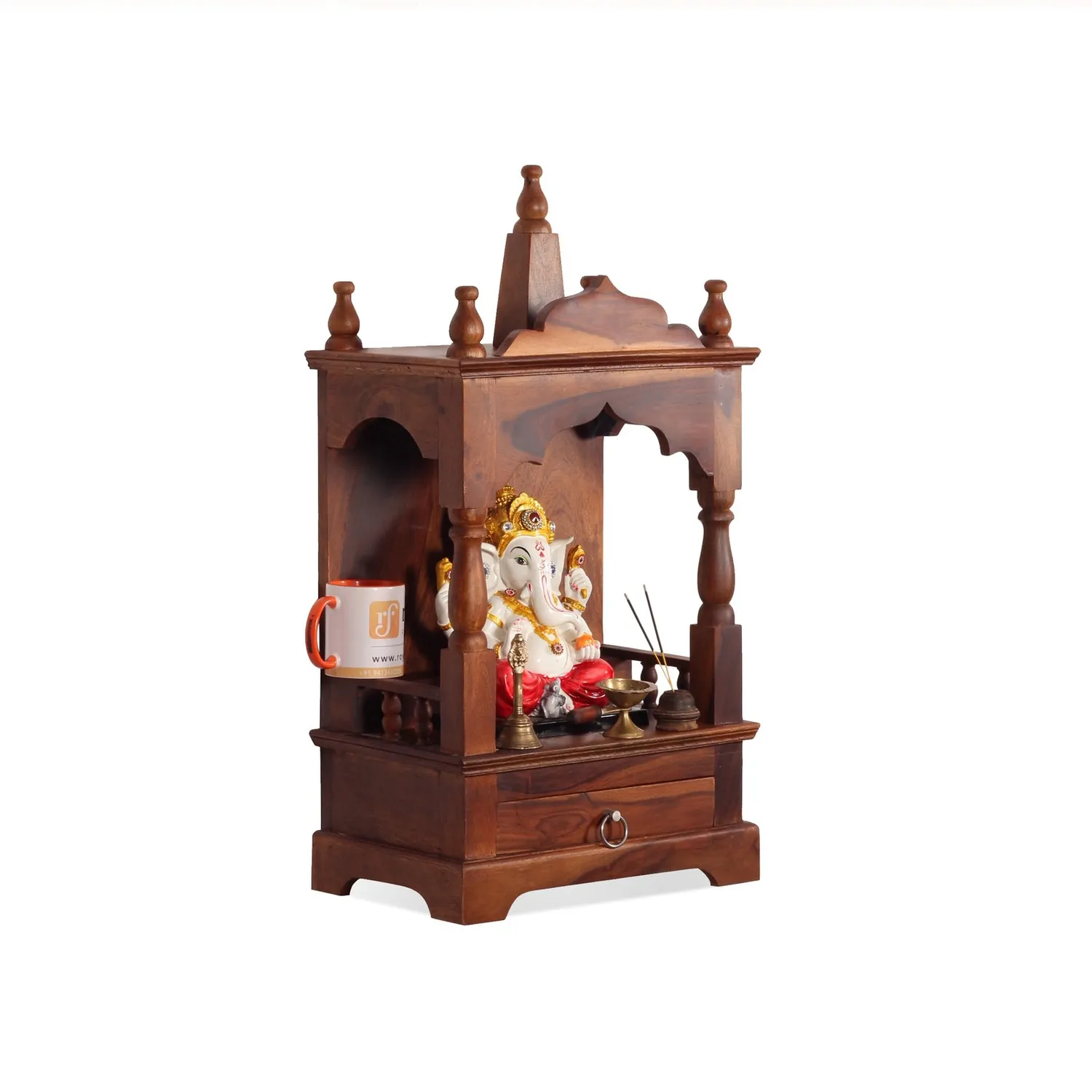 Royal Finish Savour Mini Temple without Door in Sheesham Wood with Matte Finish sheesham wood furniture image 10