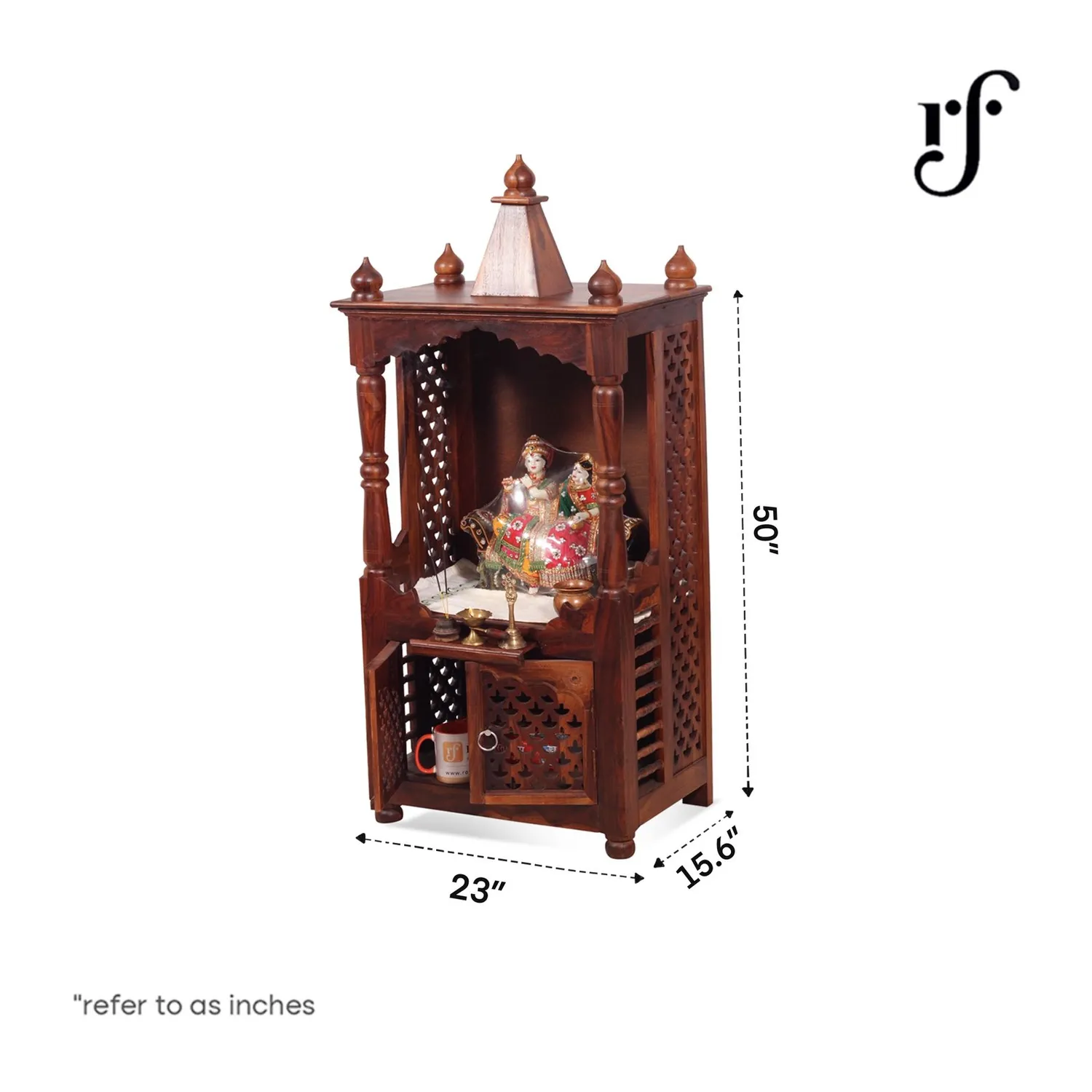 Royal Finish Carvo Temple without Door in Sheesham Wood with Matte Finished sheesham wood furniture image 3