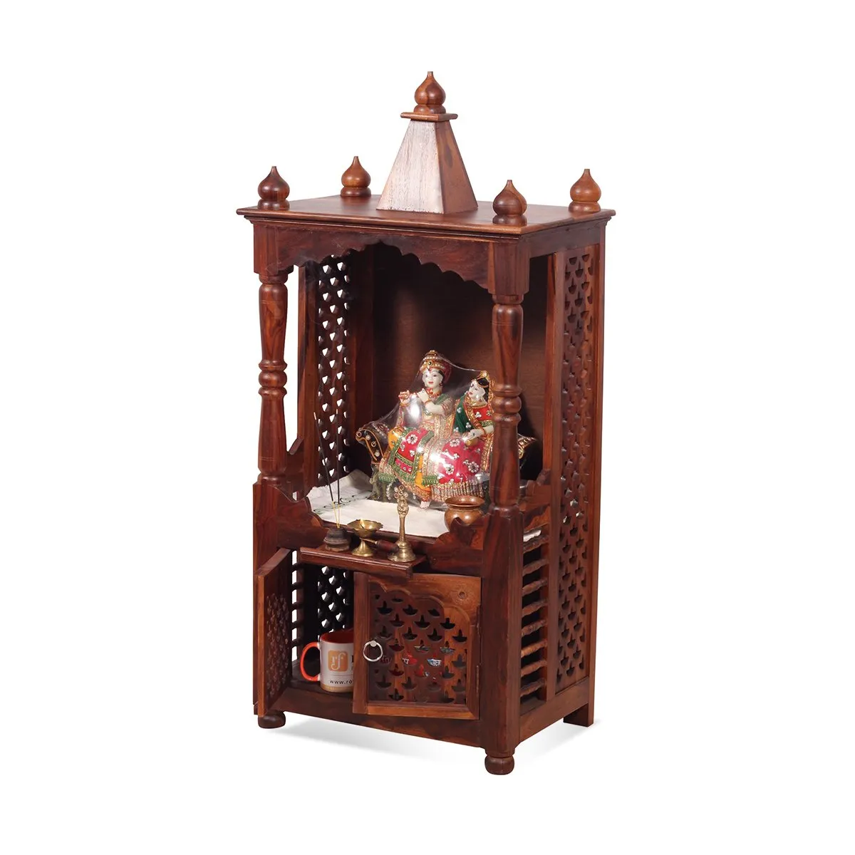 Royal Finish Carvo Temple without Door in Sheesham Wood with Matte Finished sheesham wood furniture image 6