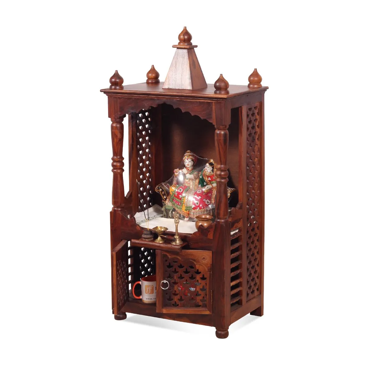 Royal Finish Carvo Temple without Door in Sheesham Wood with Matte Finished sheesham wood furniture image 8
