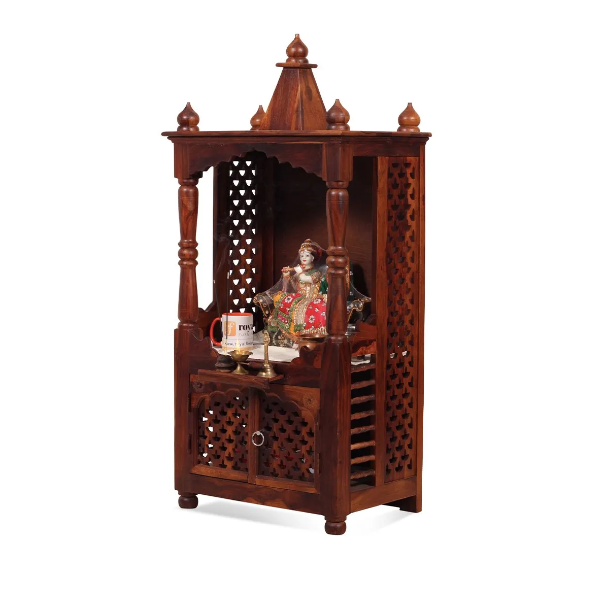Royal Finish Carvo Temple without Door in Sheesham Wood with Matte Finished sheesham wood furniture image 9