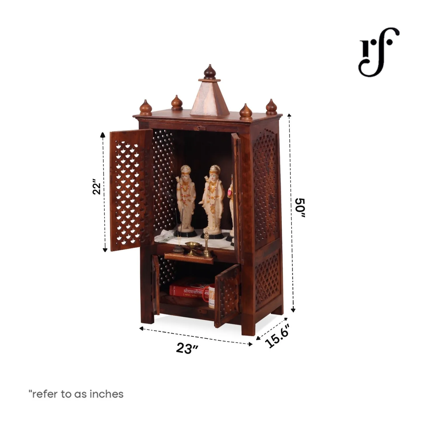 Royal Finish Carvo Temple with Door in Sheesham Wood with Matte Finished sheesham wood furniture image 3