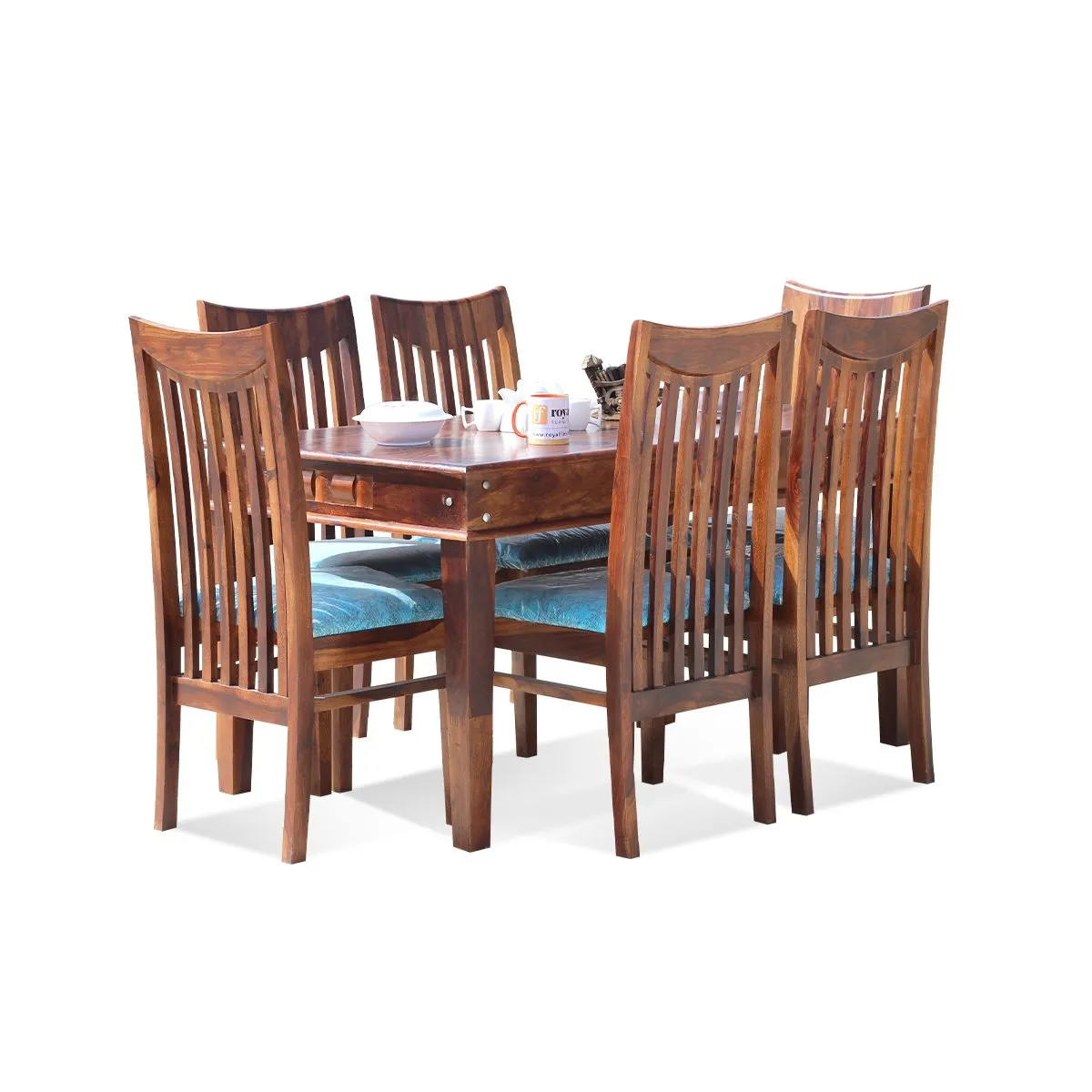 Royal Finish Wingo Niware 6 Seater Dining Set in Natural Premium Furniture sheesham dining table image 4