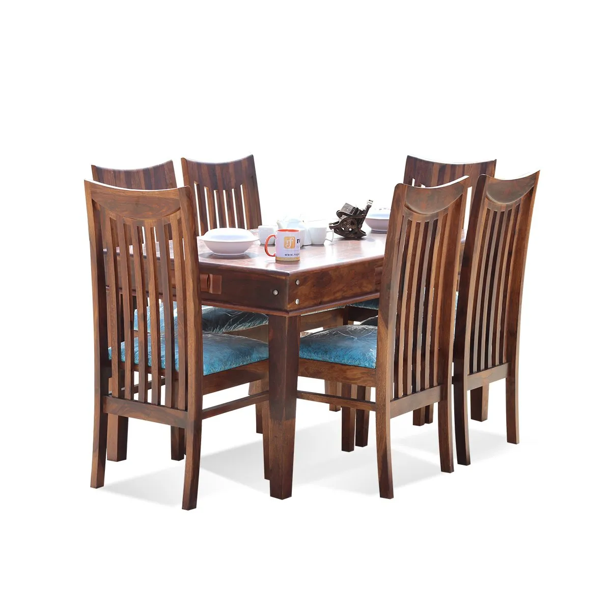 Royal Finish Wingo Niware 6 Seater Dining Set in Natural Premium Furniture sheesham dining table image 6