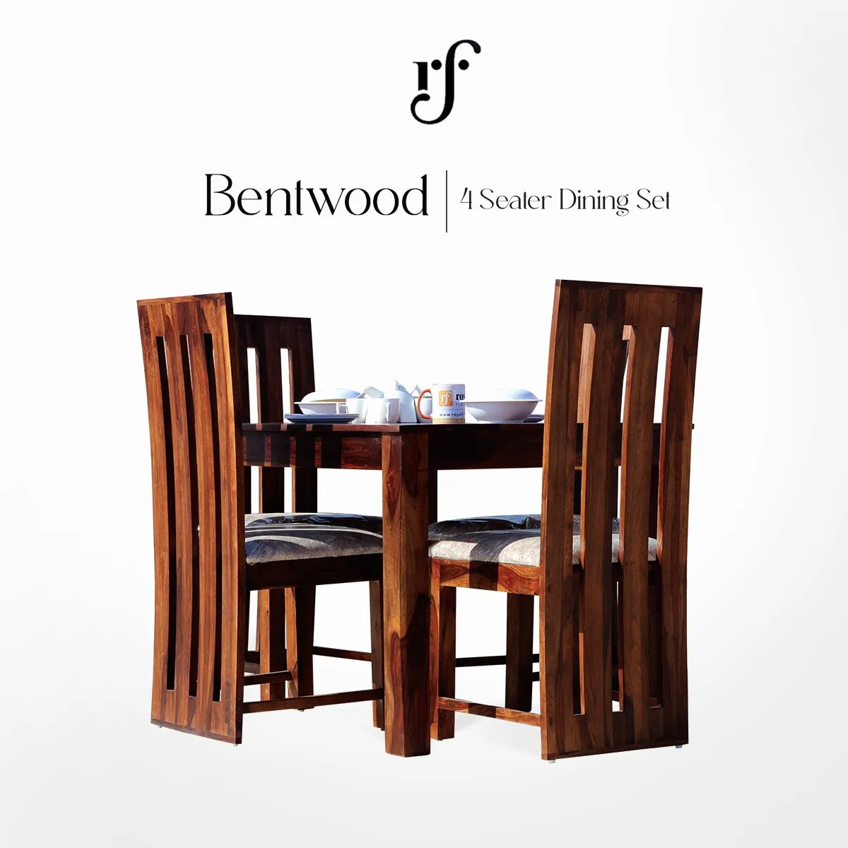 Royal Finish Bentwood 4 Seater Dining Set in Natural Furniture Sheesham Wood