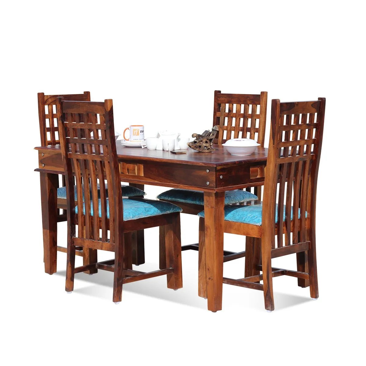 Royal Finish Zen 4 Seater Dining in Sheesham with Natural Color Matte Finished sheesham dining table image 4