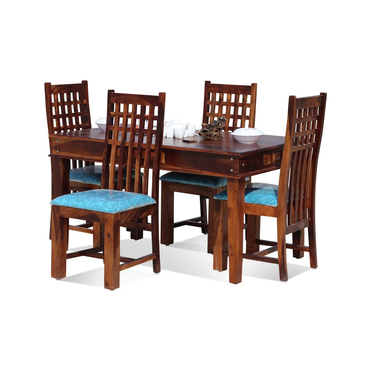 Royal Finish Zen 4 Seater Dining in Sheesham with Natural Color Matte Finished sheesham dining table image 5