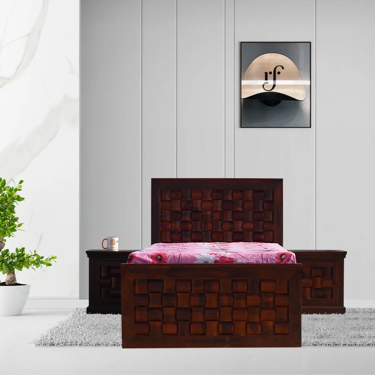 Royal Finish Nivora Single Without Storage Bed In Solid Sheesham Wood