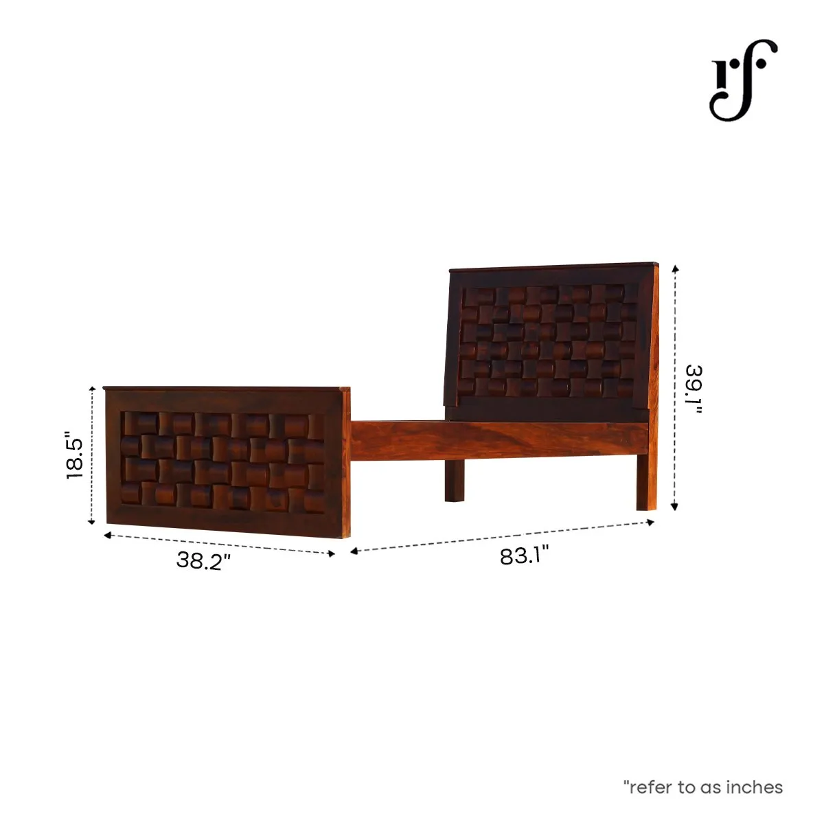 Royal Finish Nivora Single Without Storage Bed In Solid Sheesham Wood sheesham wood bed image 3