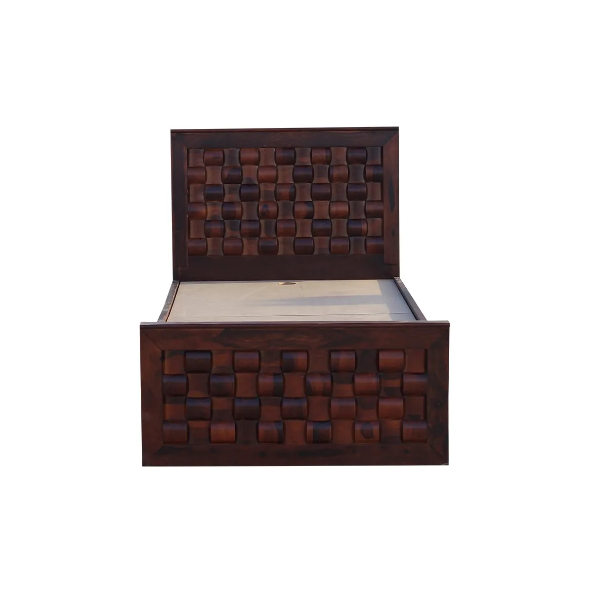 Royal Finish Nivora Single Without Storage Bed In Solid Sheesham Wood sheesham wood bed image 5