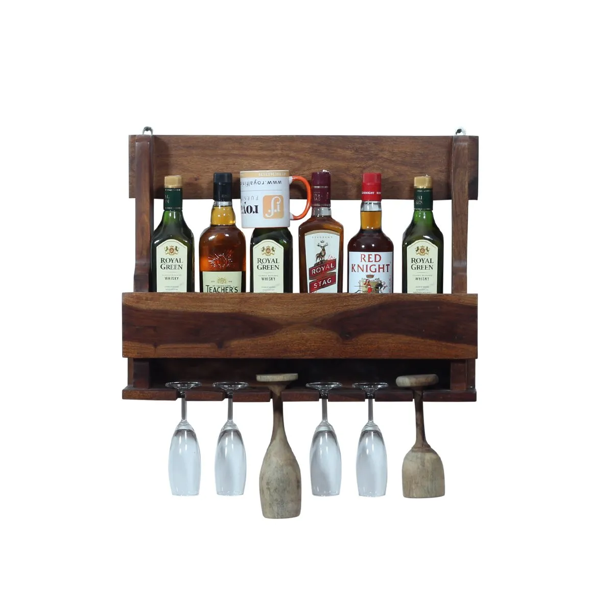 Royal Finish Furlanko Mini Bar in sheesham in Natural colour(Without Plateform) wooden bar cabinet image 4