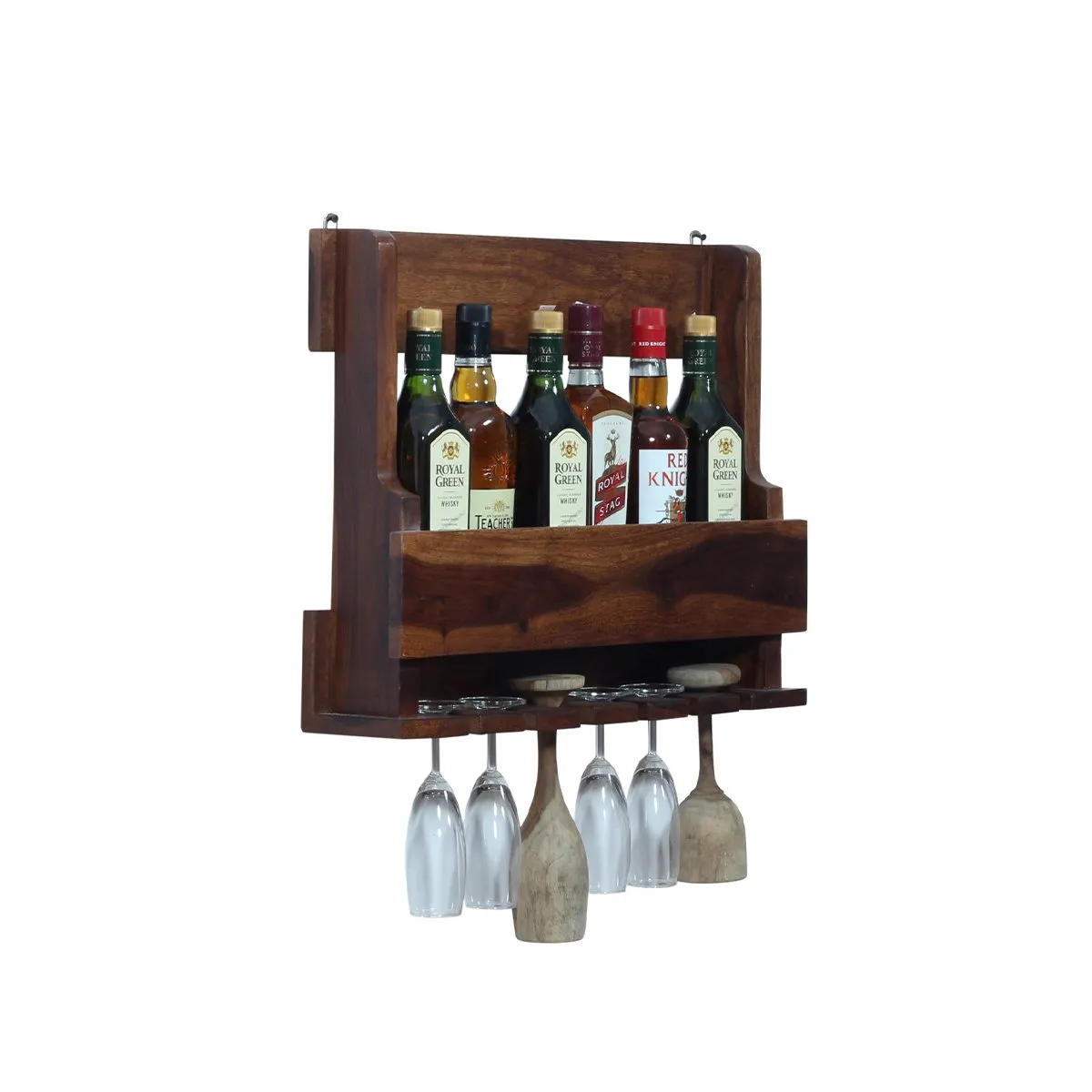 Royal Finish Furlanko Mini Bar in sheesham in Natural colour(Without Plateform) wooden bar cabinet image 10