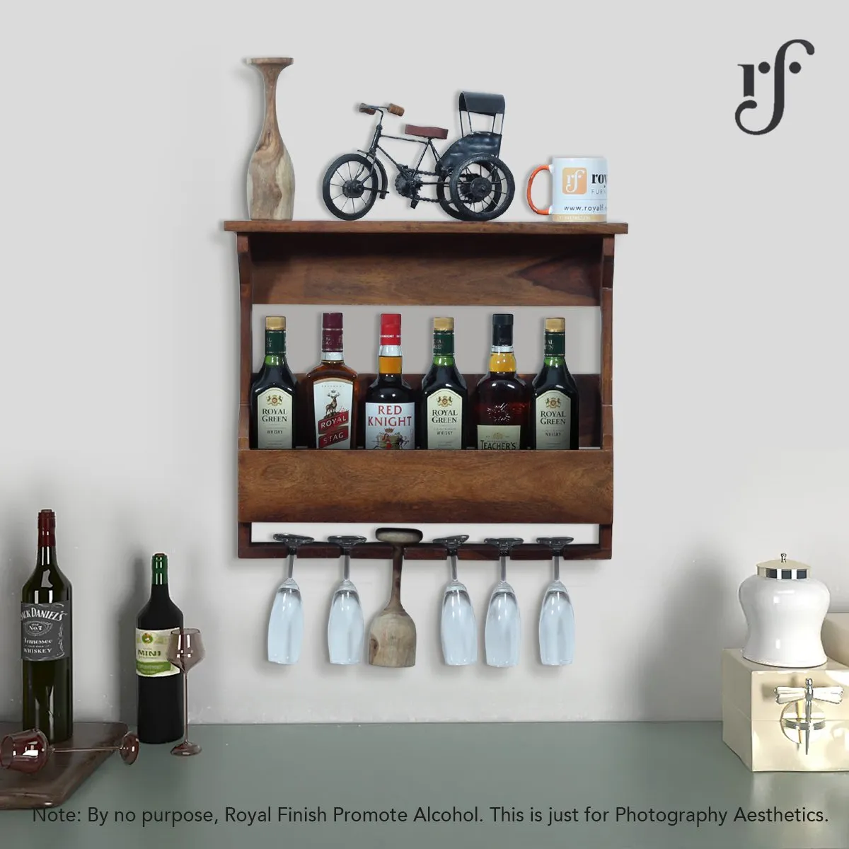 Royal Finish Furlanko Mini Bar in sheesham with Natural colour in Matte Finished