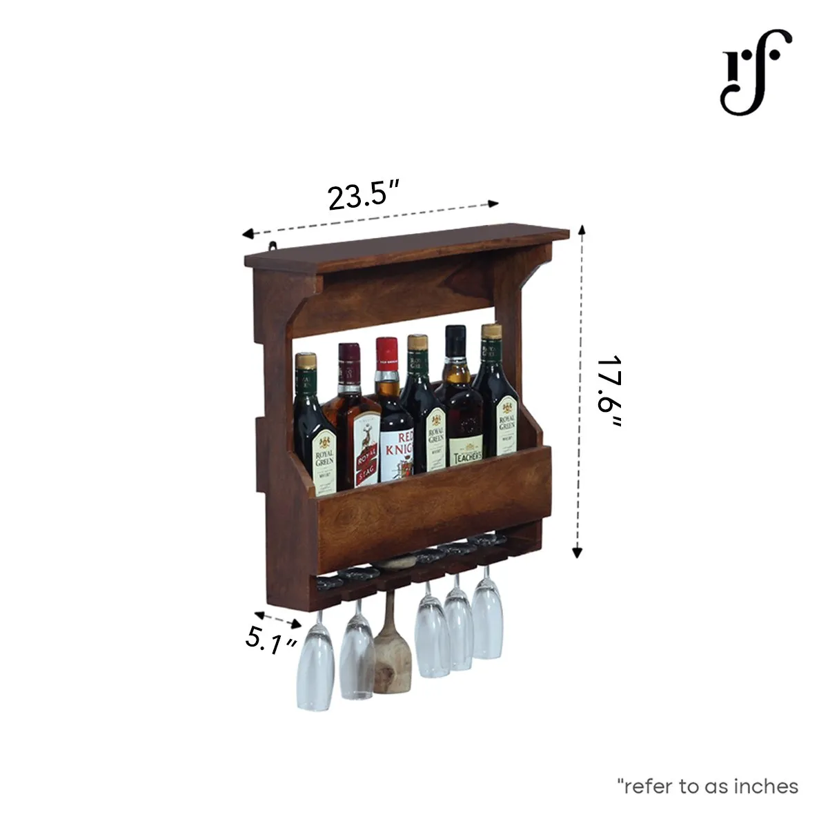 Royal Finish Furlanko Mini Bar in sheesham with Natural colour in Matte Finished wooden bar cabinet image 3