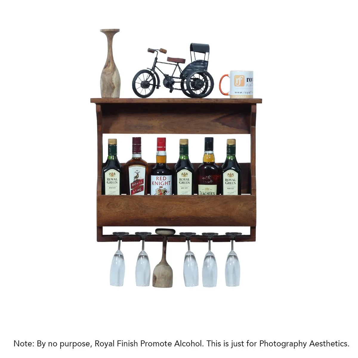 Royal Finish Furlanko Mini Bar in sheesham with Natural colour in Matte Finished wooden bar cabinet image 4