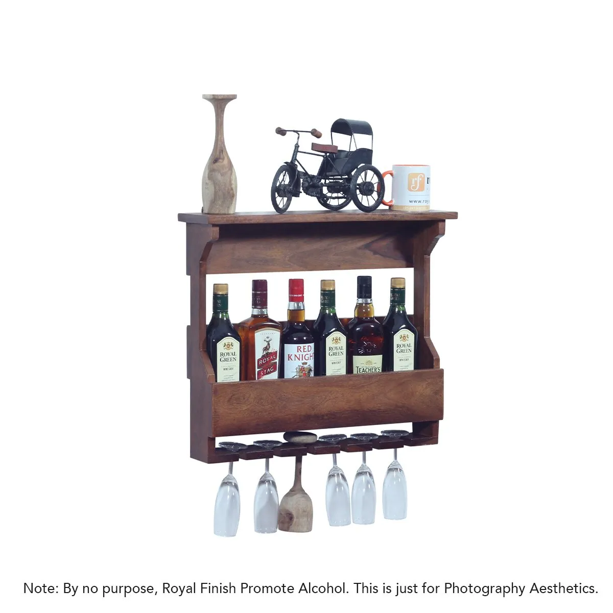 Royal Finish Furlanko Mini Bar in sheesham with Natural colour in Matte Finished wooden bar cabinet image 6