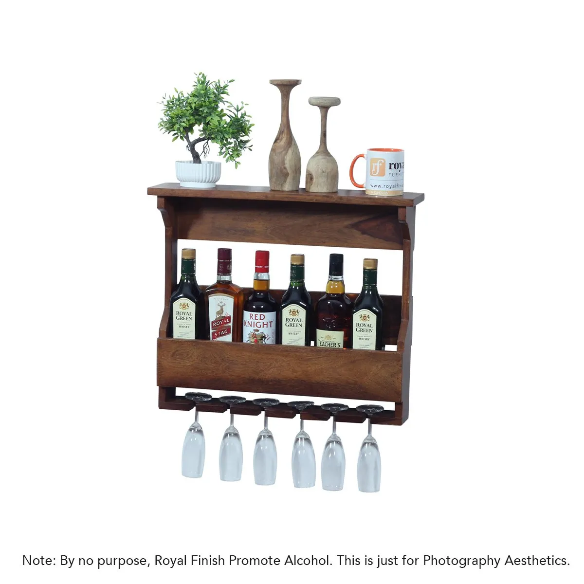 Royal Finish Furlanko Mini Bar in sheesham with Natural colour in Matte Finished wooden bar cabinet image 7