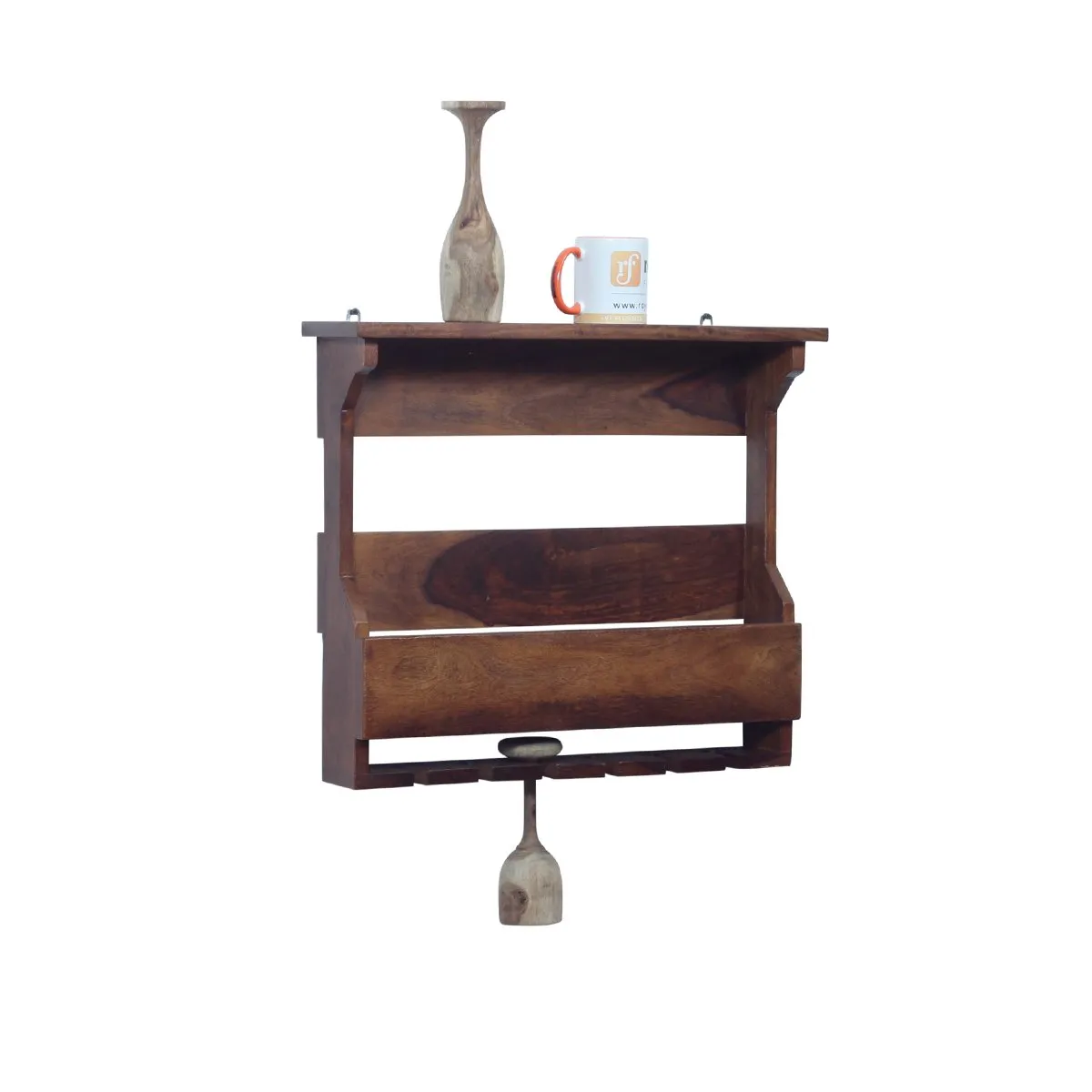 Royal Finish Furlanko Mini Bar in sheesham with Natural colour in Matte Finished wooden bar cabinet image 8