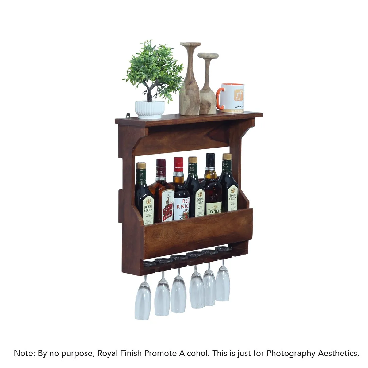 Royal Finish Furlanko Mini Bar in sheesham with Natural colour in Matte Finished wooden bar cabinet image 9