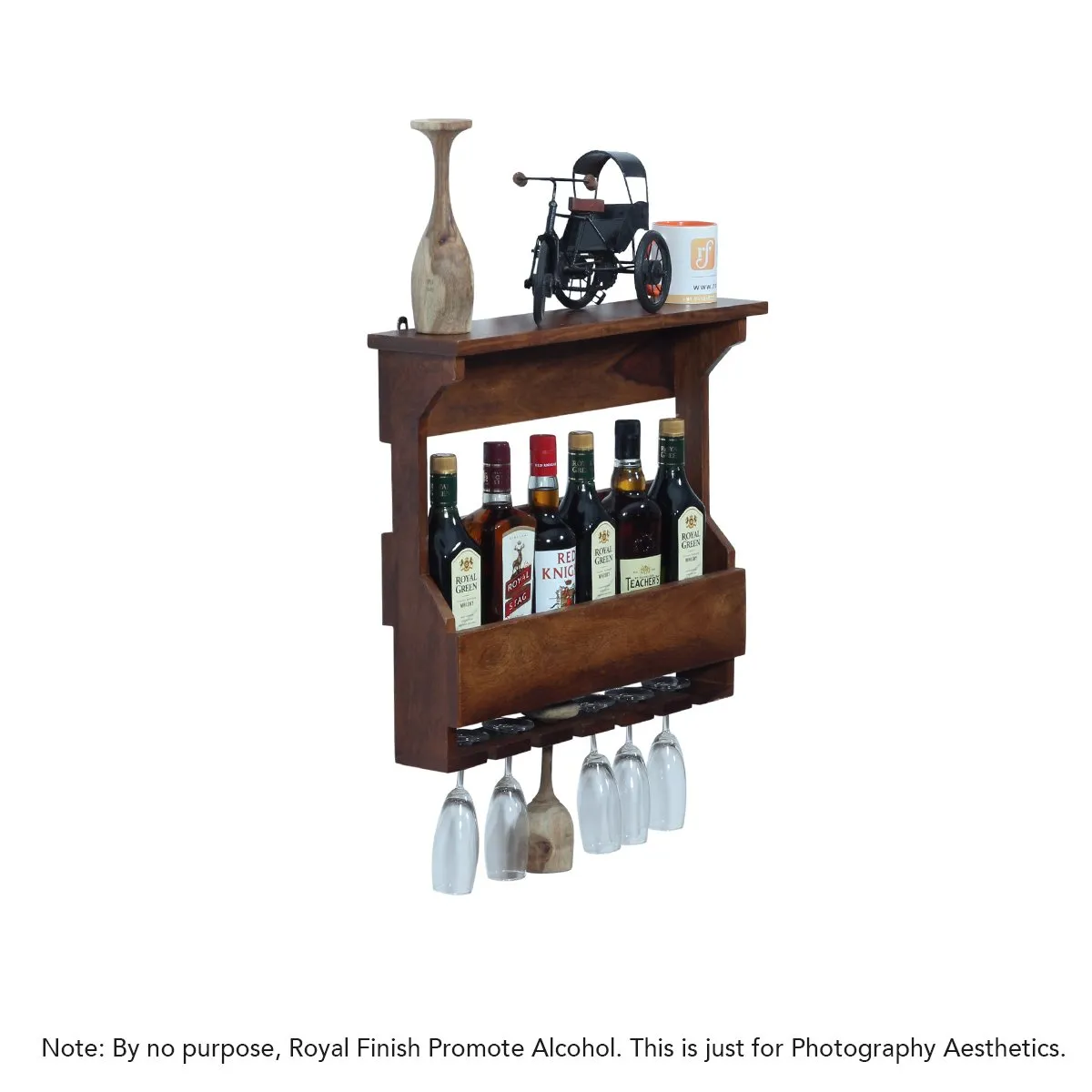 Royal Finish Furlanko Mini Bar in sheesham with Natural colour in Matte Finished wooden bar cabinet image 10