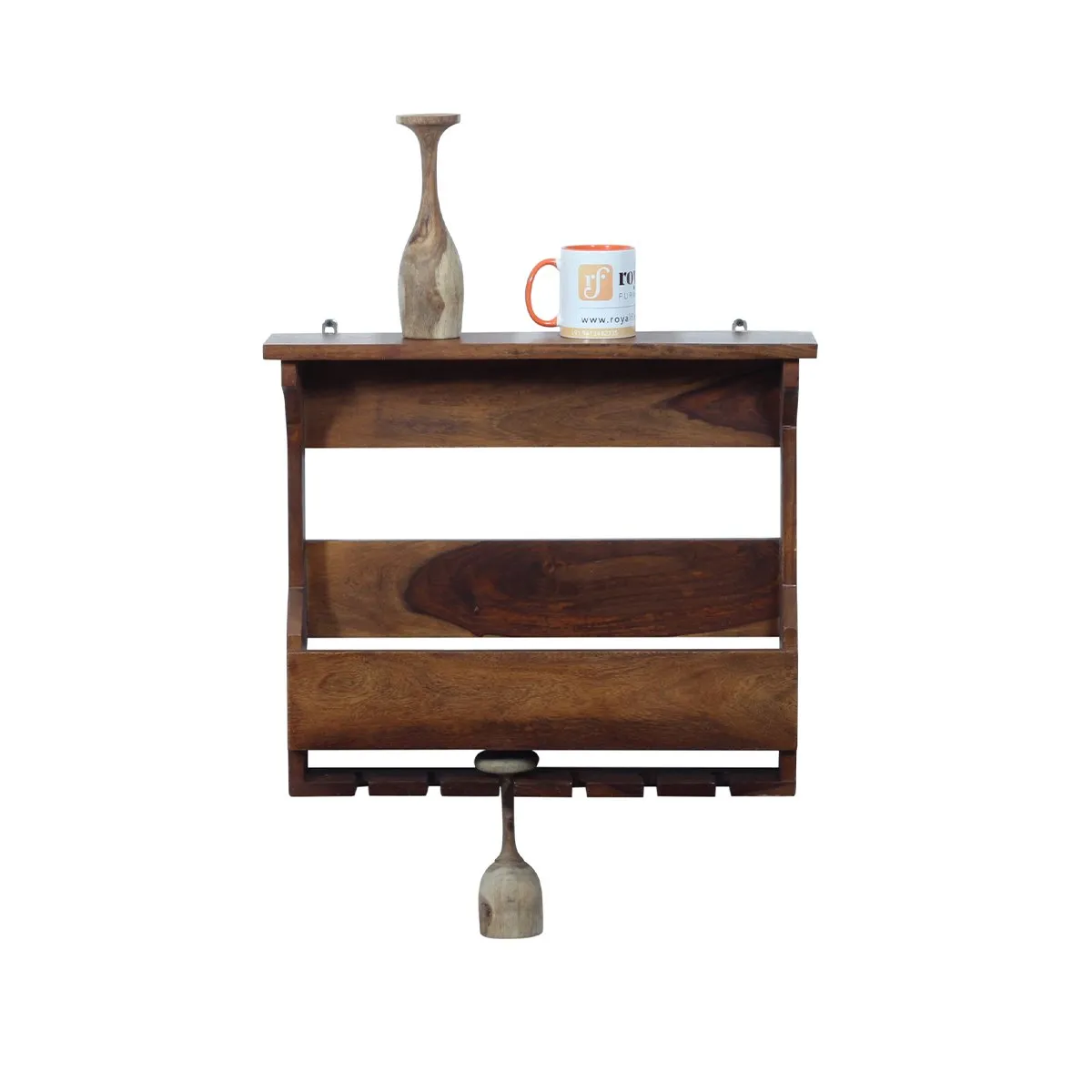 Royal Finish Furlanko Mini Bar in sheesham with Natural colour in Matte Finished wooden bar cabinet image 11