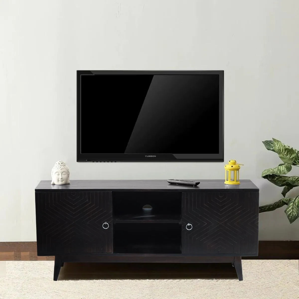 Royal Finish Chew TV Cabinet in sheesham in Natural Black Carbon Matte Finished