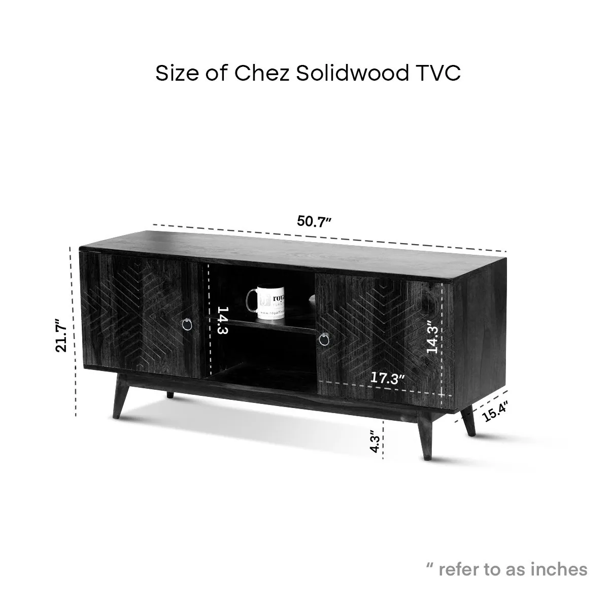 Royal Finish Chew TV Cabinet in sheesham in Natural Black Carbon Matte Finished wooden bar cabinet image 3