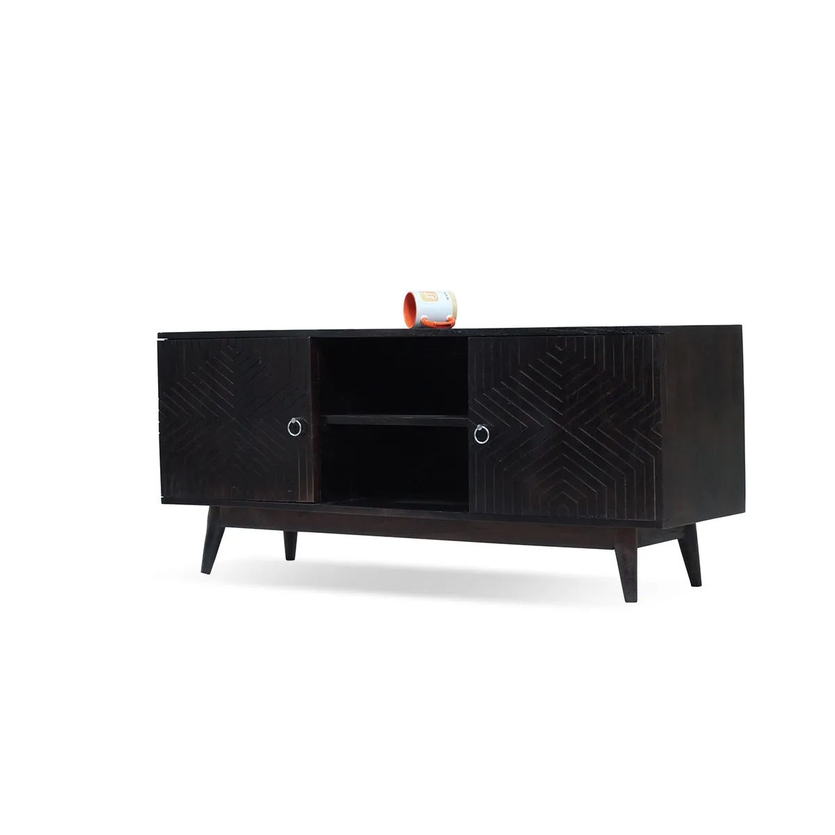 Royal Finish Chew TV Cabinet in sheesham in Natural Black Carbon Matte Finished wooden bar cabinet image 8