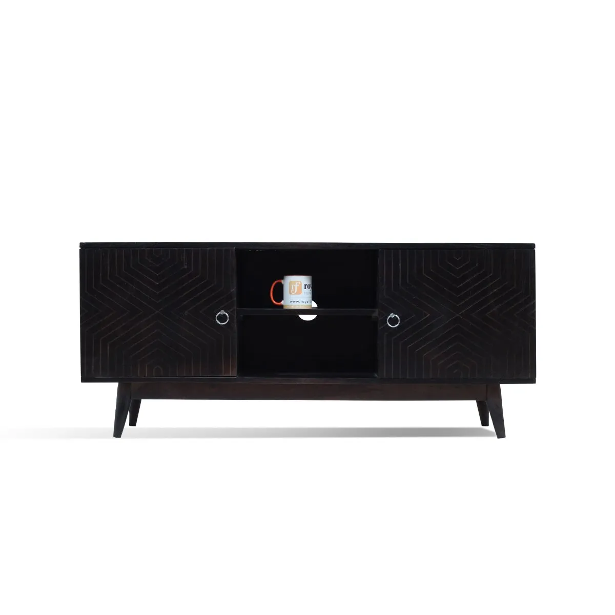 Royal Finish Chew TV Cabinet in sheesham in Natural Black Carbon Matte Finished wooden bar cabinet image 10